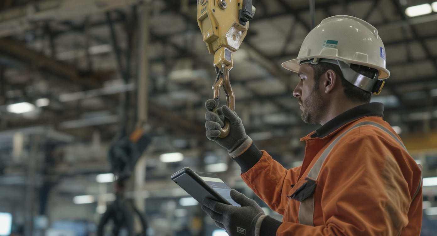 Technicien terrain avec une tablette robuste devant une installation industrielle