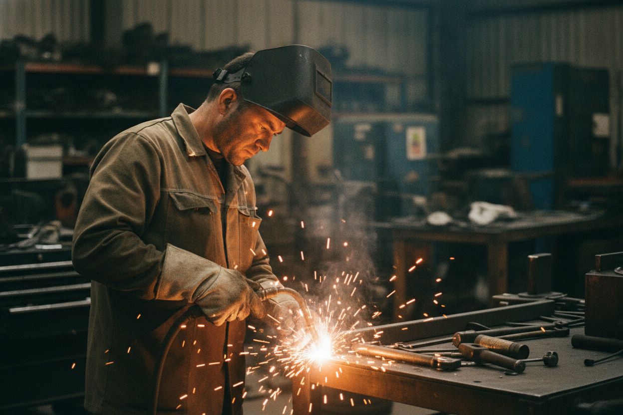 Soudeur au travail dans un atelier